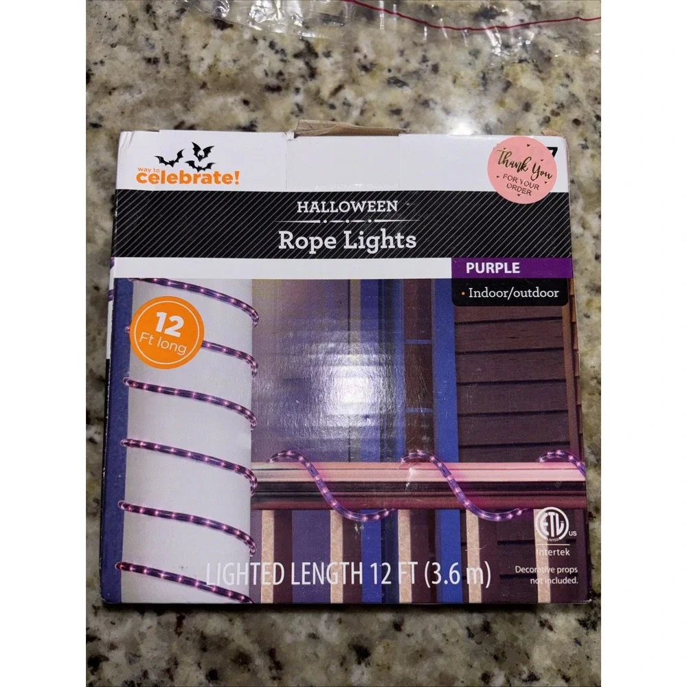 12ft‎ Purple Rope Lights Indoor/Outdoor NIB. 2519